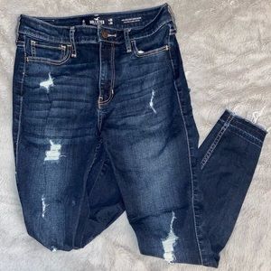 High rise Crop super skinny hollister classic stretch distressed jeans